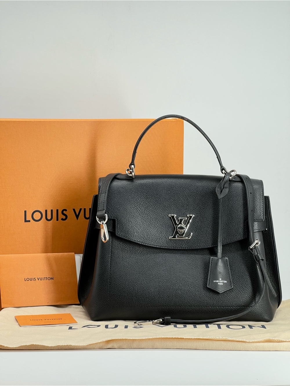 Louis Vuitton Lockme Ever Black Calfskin Top Handle Bag